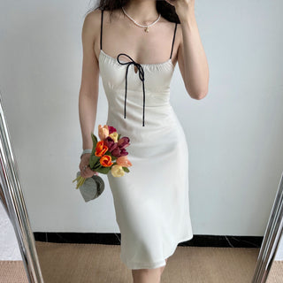 Strappy white mid-length hip dress