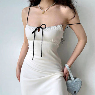 Strappy white mid-length hip dress