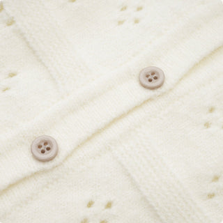 Hollow square collar knitted cardigan