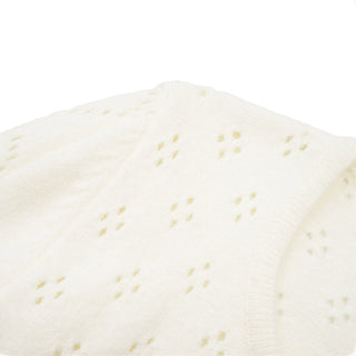 Hollow square collar knitted cardigan