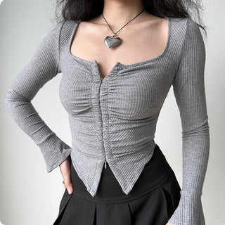Double zipper long-sleeved top