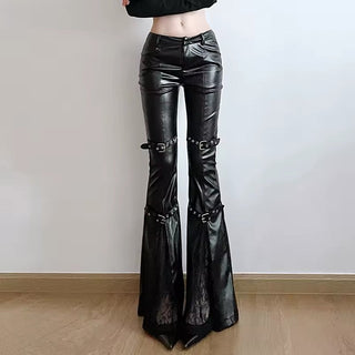 Gothic Leather Flare Pants