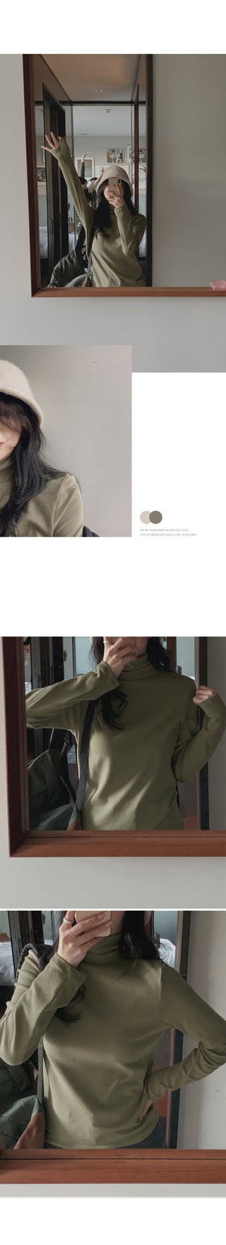 (Slim Fit/Basic Fit) Turtleneck T-Shirt - 7 Colors