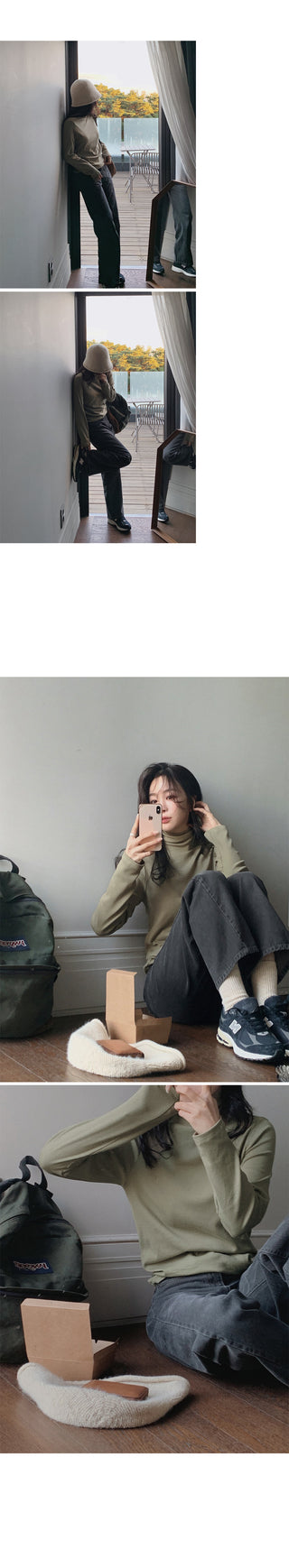 (Slim Fit/Basic Fit) Turtleneck T-Shirt - 7 Colors