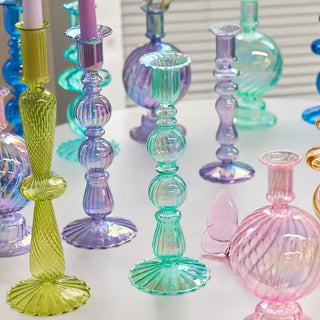 Groovy Glass Taper Candle Holders