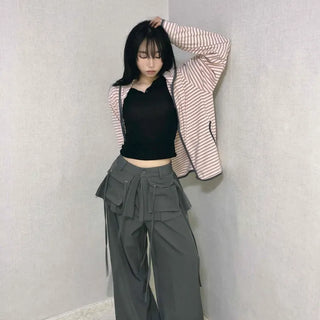 Techwear Cargo Belted Loose Fit Slacks