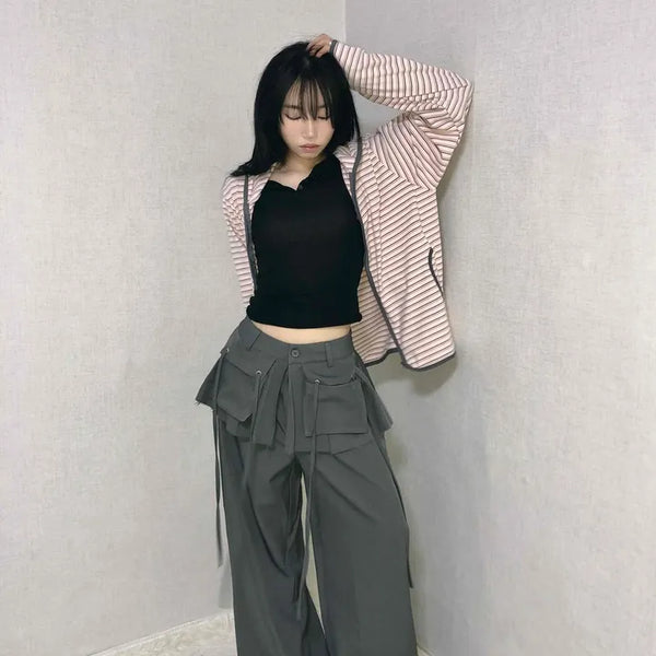 Techwear Cargo Belted Loose Fit Slacks