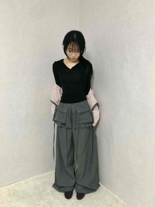 Techwear Cargo Belted Loose Fit Slacks