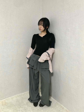 Techwear Cargo Belted Loose Fit Slacks