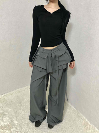 Techwear Cargo Belted Loose Fit Slacks