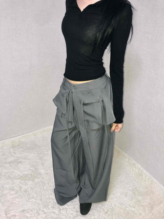 Techwear Cargo Belted Loose Fit Slacks
