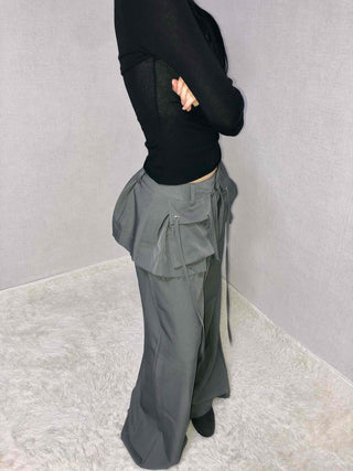 Techwear Cargo Belted Loose Fit Slacks