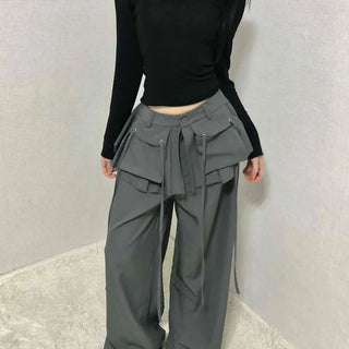 Techwear Cargo Belted Loose Fit Slacks