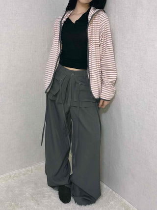 Techwear Cargo Belted Loose Fit Slacks