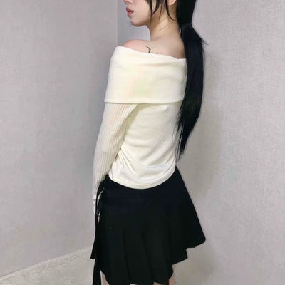 Asymmetrical Shirred Wrap Pleated Mini Skirt