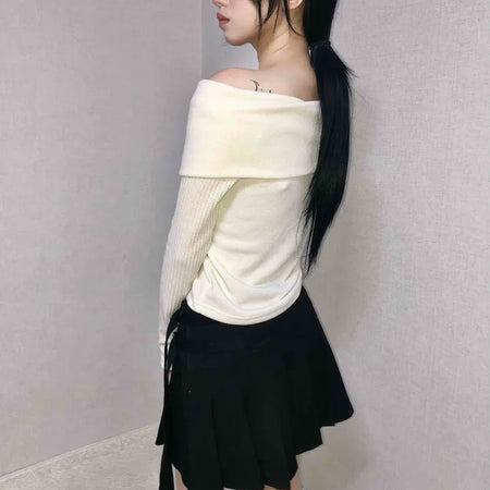 Asymmetrical Shirred Wrap Pleated Mini Skirt