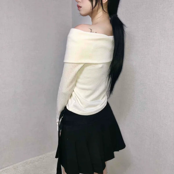 Asymmetrical Shirred Wrap Pleated Mini Skirt