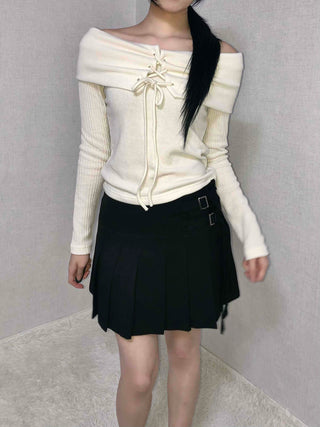 Asymmetrical Shirred Wrap Pleated Mini Skirt