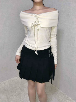 Asymmetrical Shirred Wrap Pleated Mini Skirt