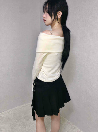 Asymmetrical Shirred Wrap Pleated Mini Skirt