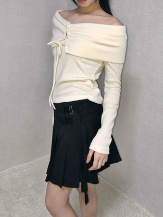 Asymmetrical Shirred Wrap Pleated Mini Skirt