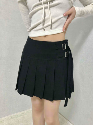 Asymmetrical Shirred Wrap Pleated Mini Skirt