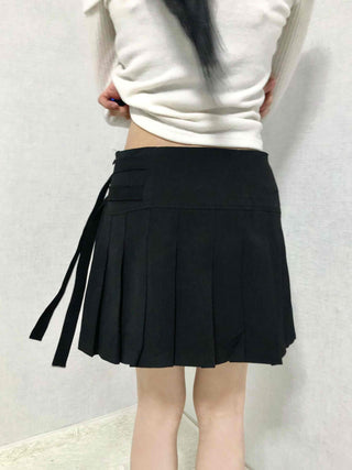 Asymmetrical Shirred Wrap Pleated Mini Skirt