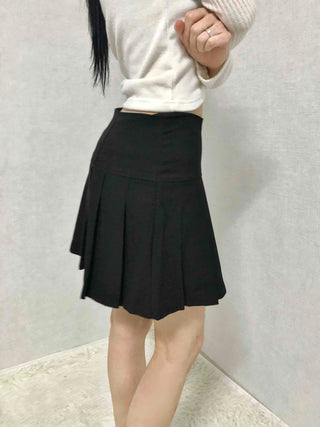 Asymmetrical Shirred Wrap Pleated Mini Skirt