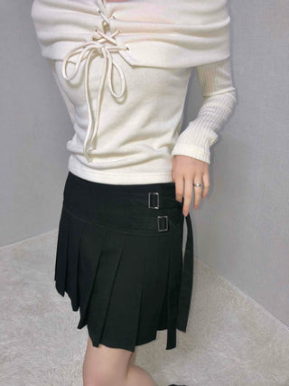 Asymmetrical Shirred Wrap Pleated Mini Skirt