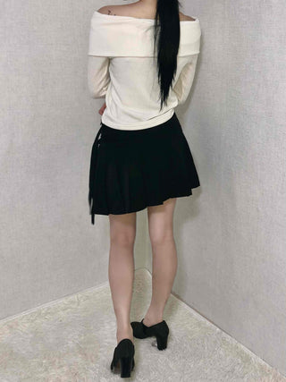 Asymmetrical Shirred Wrap Pleated Mini Skirt