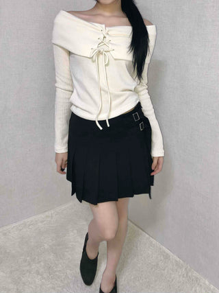 Asymmetrical Shirred Wrap Pleated Mini Skirt