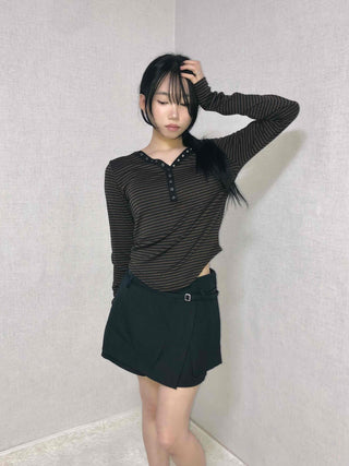 Soft Stripe Collar Slim Fit Long Sleeve T-shirt