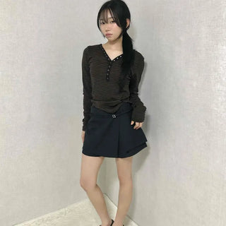 Soft Stripe Collar Slim Fit Long Sleeve T-shirt