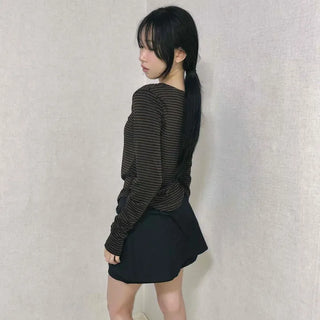 Soft Stripe Collar Slim Fit Long Sleeve T-shirt