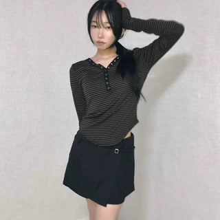 Minimal A-line Shorts with Metal Ring Accent