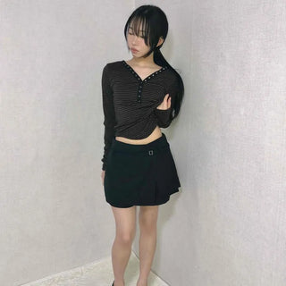 Minimal A-line Shorts with Metal Ring Accent