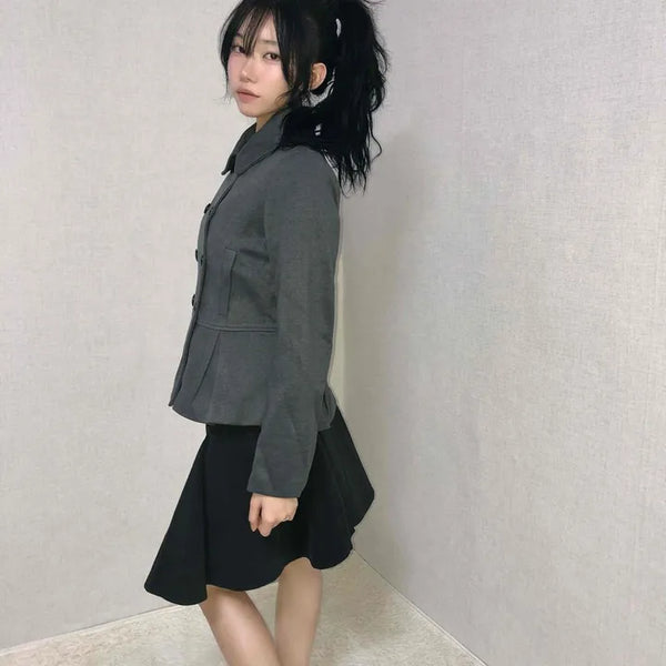 Academy Peplum Double Button Short Coat