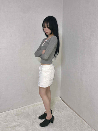 Glossy Satin Stitch Point High-Waisted Mini Skirt