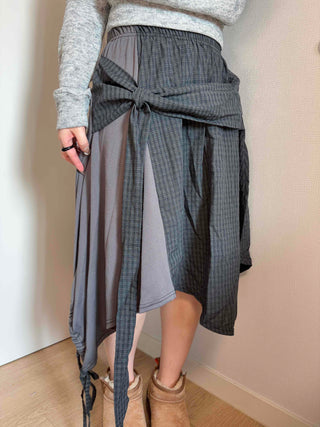 Pocket Detail Elastic Waist A-Line Midi Skirt