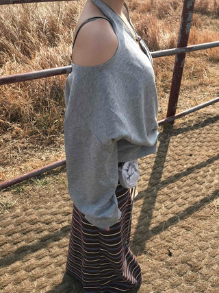 Soft Cotton Drop Shoulder Boxy Fit Round Neck Sweatshirt
