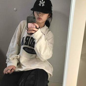 Vintage Lettering Loose Fit Oversized Sweatshirt