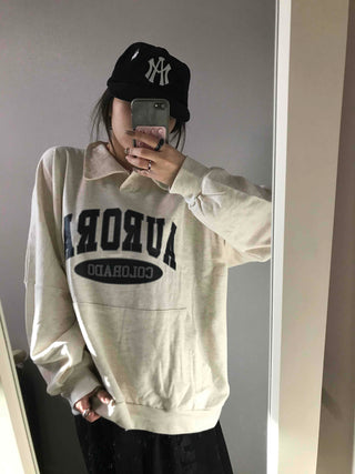 Vintage Lettering Loose Fit Oversized Sweatshirt