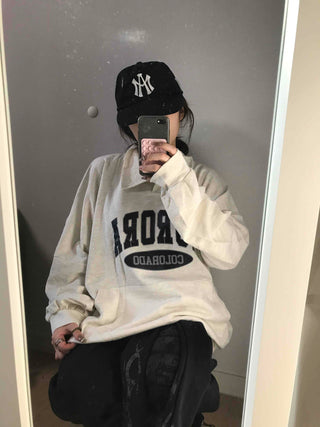 Vintage Lettering Loose Fit Oversized Sweatshirt