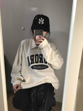 Vintage Lettering Loose Fit Oversized Sweatshirt