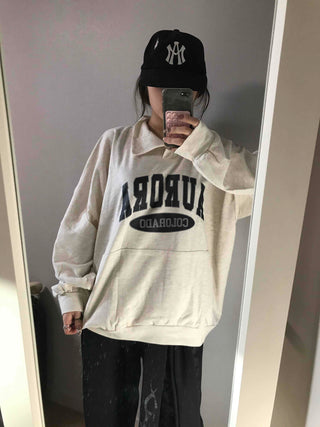 Vintage Lettering Loose Fit Oversized Sweatshirt