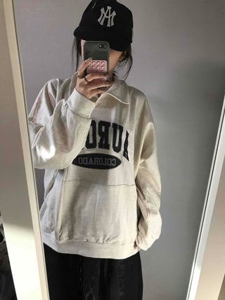 Vintage Lettering Loose Fit Oversized Sweatshirt