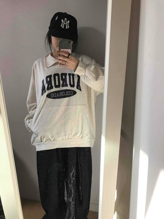 Vintage Lettering Loose Fit Oversized Sweatshirt