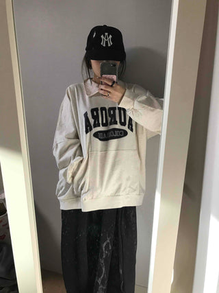 Vintage Lettering Loose Fit Oversized Sweatshirt