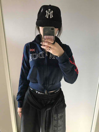 Retro Sporty Line Track Crop Zip-up