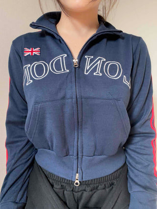 Retro Sporty Line Track Crop Zip-up